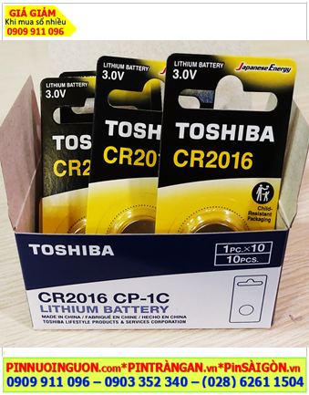 COMBO 01hộp=10vỉ (Loại vỉ 01viên) Pin 3v lithium Toshiba CR2016CP-1 chính hãng _Giá chỉ 190.000/HỘP